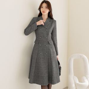 (~XXL까지) 라노레마 투웨이 더블버튼 체크 원피스 겨울 하객룩 오피스룩 모임룩 격식룩 연말룩 빅사이즈