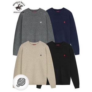 [하프클럽] 클래식 자수 소프트터치 라글란 라운드 니트 티셔츠 (4컬러)