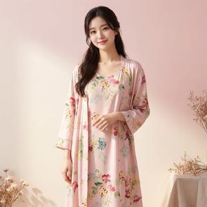 비비안 챠르르한 플라워패턴의 여성가운 원피스세트 GW8882T GW8882E