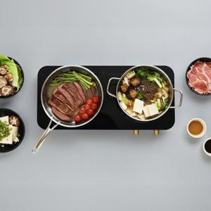 SHINIL 프리미엄 2구 인덕션 전기레인지 블랙 SHL-DB228BK 프리스탠딩 식탁용