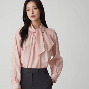 [플라스틱아일랜드] 리본타이 셔링 블라우스 PS1WB281