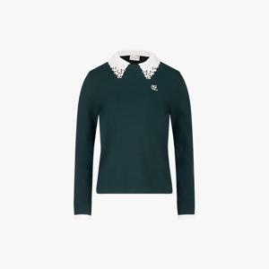 레이스 카라 탈착 니트 (다크그린)