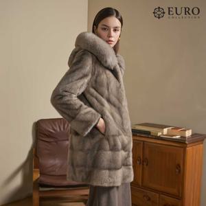 [최초가 1,490,000원][유로컬렉션]사가폭스퍼 트리밍 휘메일 풀스킨 밍크 롱코트