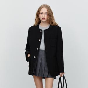 던스트 UNISEX OVERSIZED COLLARLESS TWEED JACKET BLACK_UDJA5A109BK