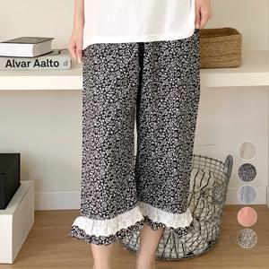 마리끄 국내산 순면 60수 여성 로즈레이스 실내복 파자마바지