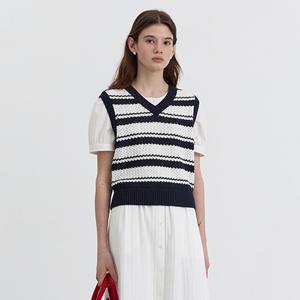 던스트 UNISEX CROCHET STRIPED KNIT VEST_UDSW5B126N2