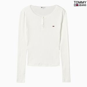 타미진 여성 슬림핏 헨리넥 레이스 립 긴팔 티셔츠 T32F7TTO44TWT1-B