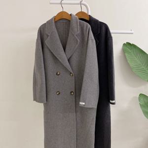 [브리치]  /  핸드메이드  리폰드 울100 카라 더블 롱 코트(2color)