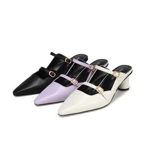 [최초가 119,000] 세븐플로어 양가죽 스틸레토 투스트랩 여성 뮬 5cm_SFF204.