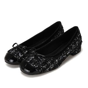 [최초가 148,000] 세븐플로어 트위드 리본 여성구두 2cm_SFE534BK.