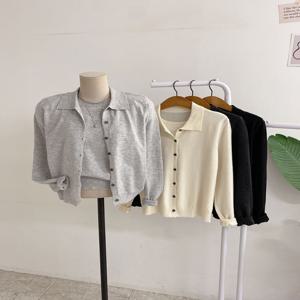 [브리치]  / 앤루 라운드 나시 카라 버튼 가디건 니트(4color)