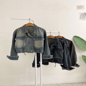 [브리치]  / 네티드 워싱 포켓 스트링 데님 청자켓(3color)