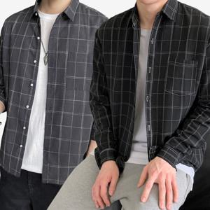 남성셔츠 캐주얼남방 긴팔 체크무늬 와이셔츠