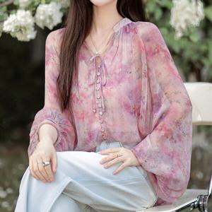 핑크플라워쉬폰블라우스 mde2301895