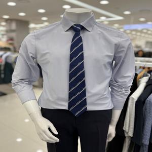 남자 구김없는 논 아이론 링클프리 세로 스트라이프 남방 정장 와이셔츠 블루 컬러