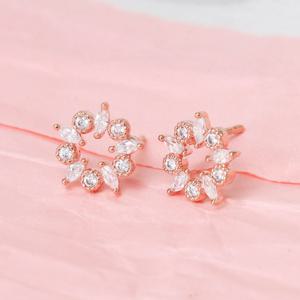 여성귀걸이 14K 골드필드 핀 큐빅 꽃 일자침 귀걸이 생일선물귀걸이