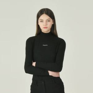 헤지스골프 블랙 여성 AR 기모 자카드 하이넥 티셔츠HWTS5D713BK