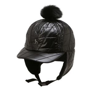 헤지스골프 블랙 여성 퍼 방울 귀달이 패딩 캡HWHE5F701BK