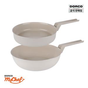 마린 베이지 IH 인덕션 세라믹 프라이팬2종 세트[팬24+궁중26]