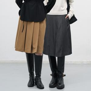 와이드 플리츠 미디 스커트 2COL/WBE3L13510