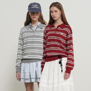 스트라이프 루즈 카라 니트 3COL / WBE1L05503