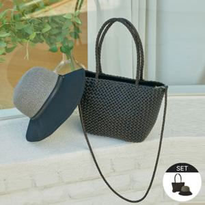[최초가298,000원] 핸드메이드 소가죽 위빙 토트백+버킷햇 세트 2종택1