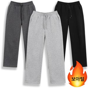 겨울 보아털 안감 세미 와이드핏 스트레이트 밴딩 스판 팬츠 바지 기모 트레이닝