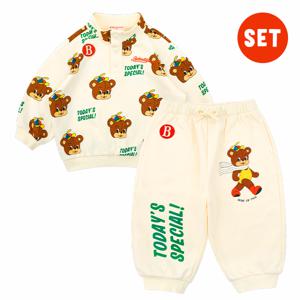 베이비 쿨 베어 올 오버 스탠드 카라 맨투맨 셋업_BP61MC130SET