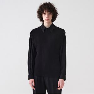 [STCO]사선 조직 니트 베스트_블랙 (오버핏)-SKVUC72OSB