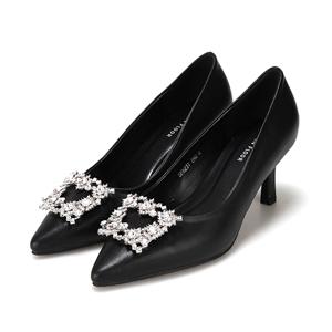 [최초가 198,000] 세븐플로어 소가죽 사각 보석 여성펌프스 6cm_SFH231