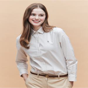 헤지스 여성 HSSH5AC14I1 [면]라이트베이지 스트라이프 옥스포드 긴소매 셔츠