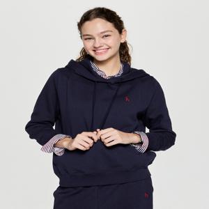 헤지스 여성 [[25FW]] HSTS5D900N2 [시즌오프][아이코닉][SET-UP] 코튼 블렌드 기모 후디 네이비