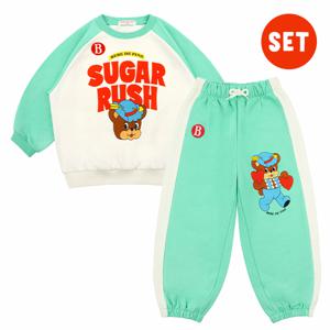 [키즈]슈가 베어 라글란 컬러 블럭 맨투맨 셋업_BP61MR324SET