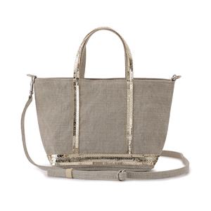 0PVE31 V40410 018 카바스 스팽글 리넨 지퍼 토트백 미니 XS