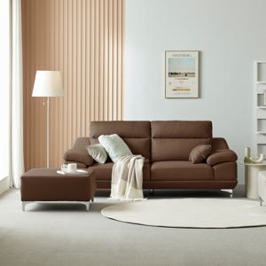 뉴테라 천연면피 가죽 3인용 소파+스툴 DF921800