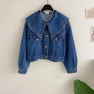 [브리치] 허니제이 / 러젠 빅카라 여유핏 데님 자켓(1color)