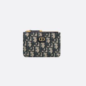 디올25FW 30 Montaigne Marigold 지퍼 카드 지갑 블루