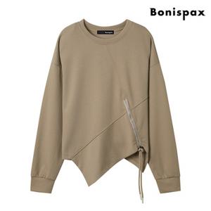 정상가:69,000원｜라운드 지퍼 언발 포인트 베이직 긴팔 티셔츠 (XO4LW004L0)