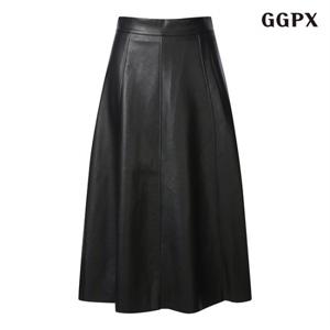 정상가 79,000원 심플 베이직 플레어 레더 롱 스커트 (GODWH004D)