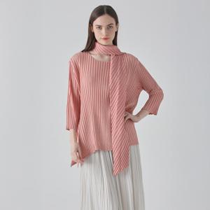 [최초가 158000원] 맞주름 스카프 8부 플리츠 블라우스 (2colors)_YJ03WRPBL08