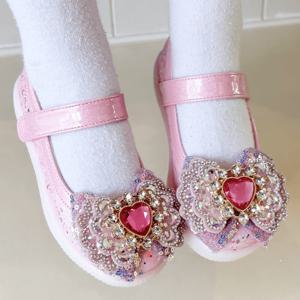 [최초가69000원]여아용 칼리 큐빅하트 LED 구두 슬립온