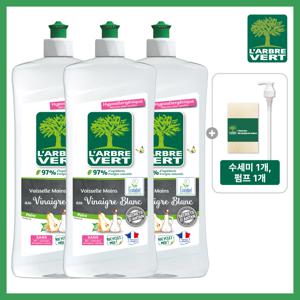 베쎌 주방세제 화이트식초 배향 750ml 3개+펌프,수세미