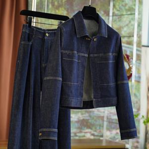 [브리치] 제로투올샵 / 여성 복고풍 데님 세트 여성복고 청 데님세트 봄가을패션 블루 자켓바지