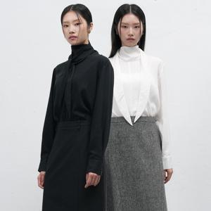 하이넥 스카프 타이 블라우스 3COL/WBE3L03512