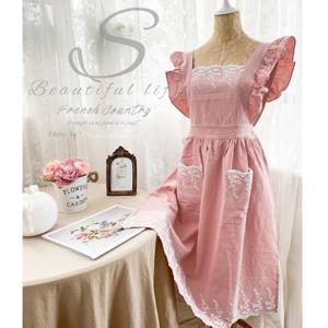 레이스 프릴 원피스형앞치마 예쁜앞치마 주방앞치마 어린이집앞치마 카페앞치마 린넨앞치마 집들이선물 보육교사앞치마 원피스앞