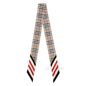 (국내당일출고) 스카프 스키니 실크 체크 프린트 80720721 아카이브베이지