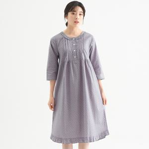 퍼플핑크도트 7부 순면 여성 빅사이즈 원피스 잠옷