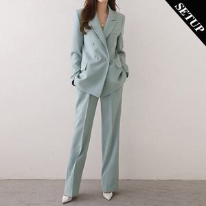 [SET]트렌드 더블자켓 와이드 슬랙스 2종 세트_M2409SE146C