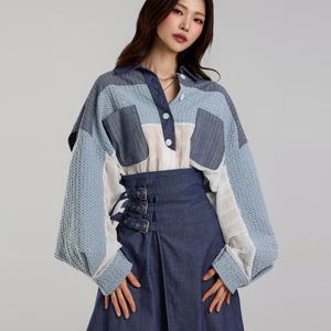 S731 데님 스트링 셔츠