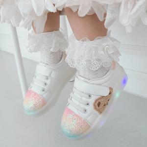 여아용 베일리 무지개 리본 LED 운동화